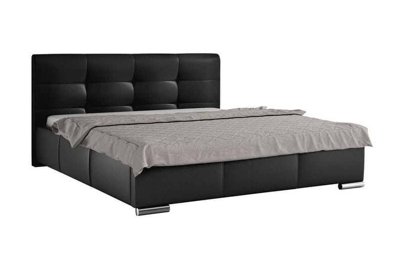 Strandrud Sängram med Förvaring 180x200 cm i Konstläder med Sänggavel, Svart