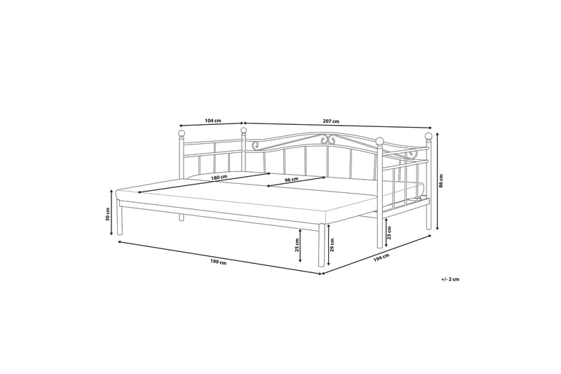 Tulle Sängram 90-180x200 cm Vit - Vit - Möbler - Säng - Sängram & sängstomme