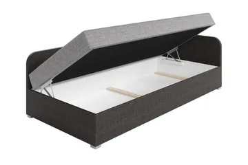 Unona Sängram 90x200 cm i Tyg med Förvaring + Sängmadrass - Grå|Svart - Möbler - Säng - Sängram & sängstomme
