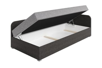 Unona Sängram 90x200 cm i Tyg med Förvaring + Sängmadrass - Mellangrå - Möbler - Säng - Sängram & sängstomme