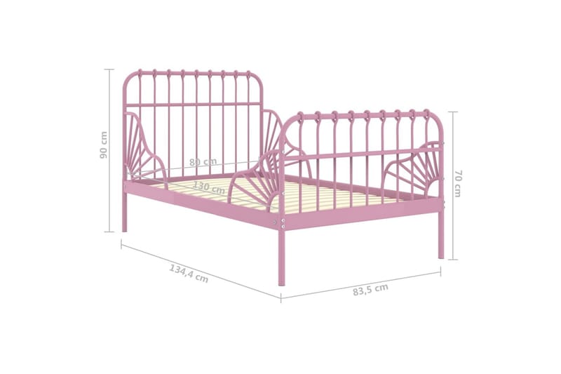 Utdragbar sängram rosa metall 80x130/200 cm - Rosa - Möbler - Säng - Sängram & sängstomme
