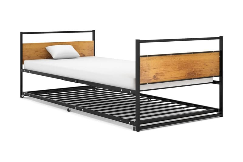 Utdragbar sängram svart metall 90x200 cm - Svart - Möbler - Säng - Sängram & sängstomme