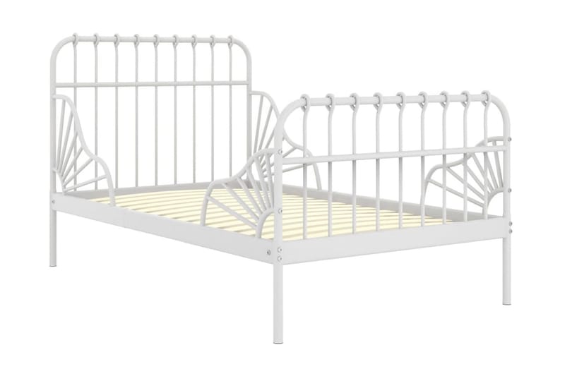 Utdragbar sängram vit metall 80x130/200 cm - Vit - Möbler - Säng - Sängram & sängstomme