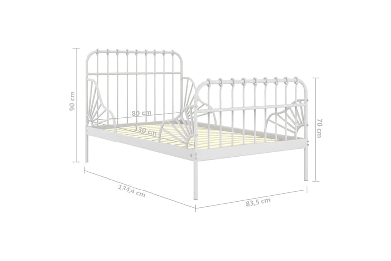 Utdragbar sängram vit metall 80x130/200 cm - Vit - Möbler - Säng - Sängram & sängstomme