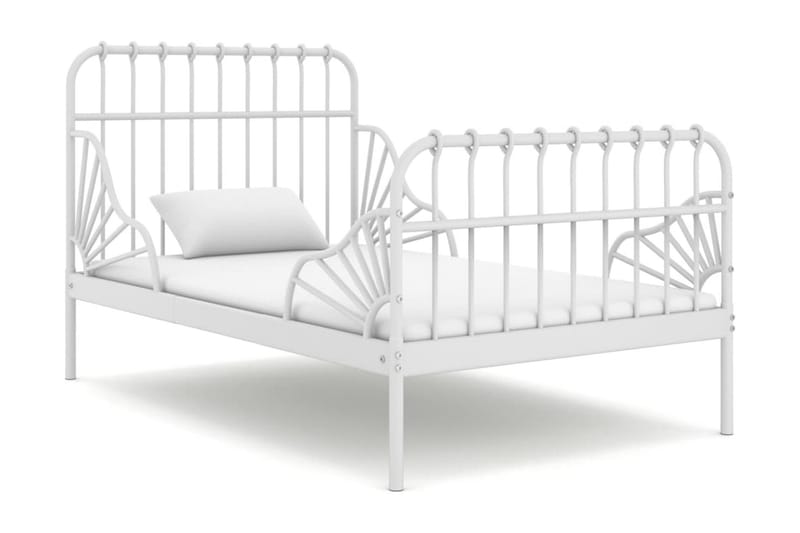 Utdragbar sängram vit metall 80x130/200 cm - Vit - Möbler - Säng - Sängram & sängstomme