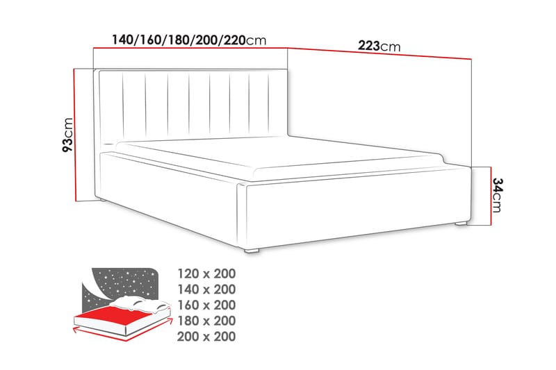 Valasco Säng 200x200 cm - Beige - Sängram & sängstomme