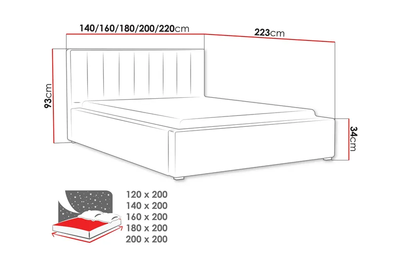 Valasco Sängram med Förvaring 120x200 cm i Tyg med Sänggavel - Beige - Möbler - Säng - Sängram & sängstomme