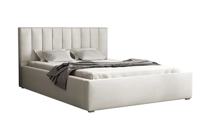 Valasco Sängram med Förvaring 120x200 cm i Tyg med Sänggavel, Ljusbeige