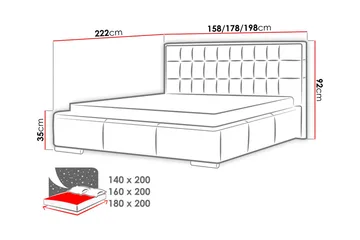 Vento Sängram med Förvaring 140x200 - Grå - Möbler - Säng - Sängram & sängstomme