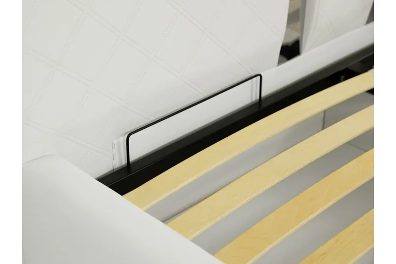 Veslbu Komplett Sängpaket 160x200 cm i Konstläder med Förvaring och Sänggavel + Bäddmadrass - Vit - Möbler - Säng - Sängram & sängstomme