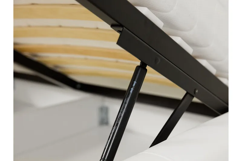 Veslbu Komplett Sängpaket 160x200 cm i Konstläder med Förvaring och Sänggavel + Bäddmadrass - Vit - Möbler - Säng - Sängram & sängstomme