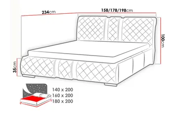 Veslbu Komplett Sängpaket 160x200 cm i Konstläder med Förvaring och Sänggavel + Bäddmadrass - Vit - Möbler - Säng - Sängram & sängstomme