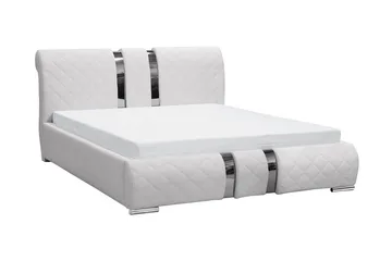 Veslbu Komplett Sängpaket 160x200 cm i Konstläder med Förvaring och Sänggavel + Bäddmadrass - Vit - Möbler - Säng - Sängram & sängstomme
