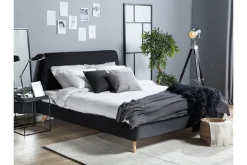 Vienne Sängram 180x200 cm i Tyg med Sänggavel och Träben - Svart - Möbler - Säng - Sängram & sängstomme