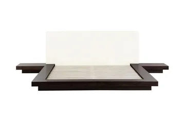 Zen Komplett Sängpaket – Dubbelsäng 180x200 cm i Trä och Läder med Sänggavel + Bäddmadrass med Fasthetsgrad - Trä|Natur - Möbler - Säng - Sängram & sängstomme