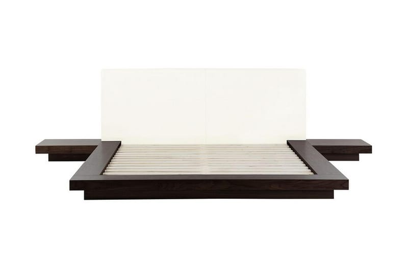 Zen Komplett Sängpaket – Dubbelsäng 180x200 cm i Trä och Läder med Sänggavel + Bäddmadrass med Fasthetsgrad - Trä|Natur - Möbler - Säng - Sängram & sängstomme