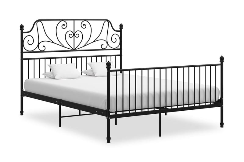 Sängram svart metall och plywood 160x200 cm - Svart - Sängram & sängstomme