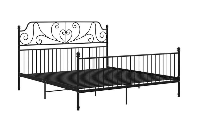 Sängram svart metall och plywood 180x200 cm - Svart - Sängram & sängstomme