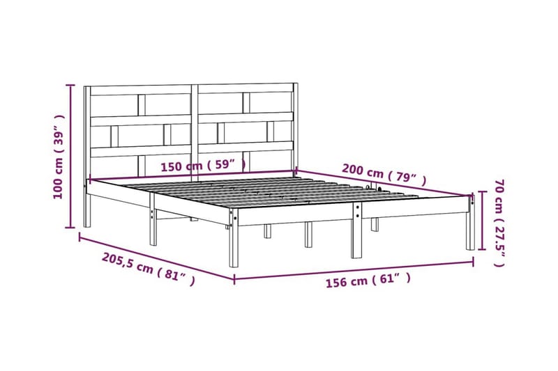 Sängram vit massivt trä 150x200 cm - Vit - Möbler - Säng - Sängram & sängstomme