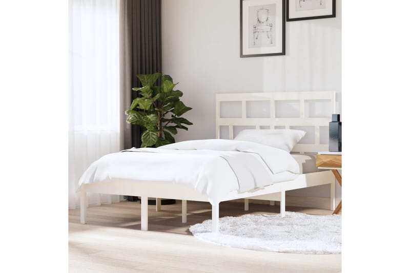 Sängram vit massivt trä 150x200 cm - Vit - Möbler - Säng - Sängram & sängstomme