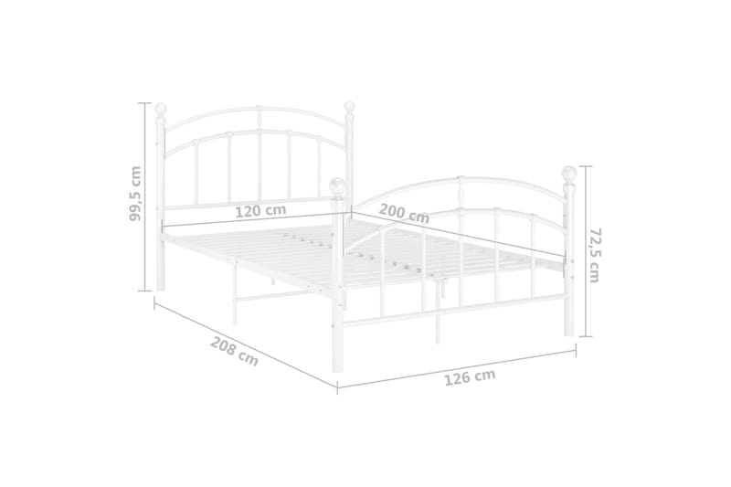 Sängram vit metall 120x200 cm - Vit - Sängram & sängstomme