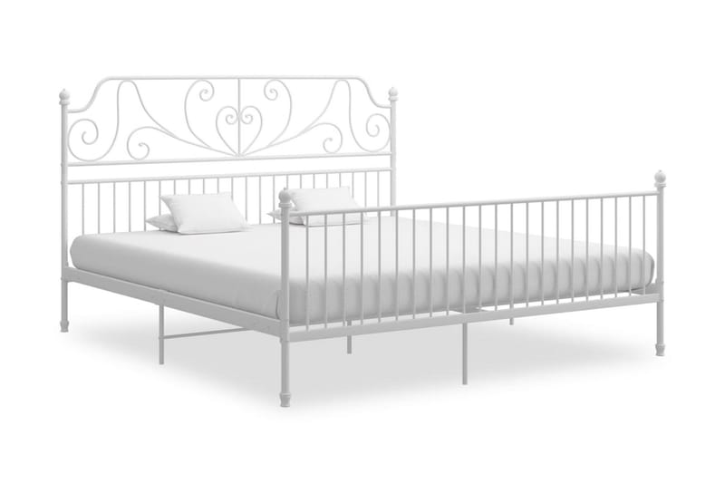 Sängram vit metall och plywood 180x200 cm - Vit - Sängram & sängstomme