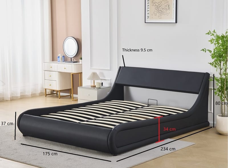 Sängram Prince Konstläder med Förvaring 160x200 cm - Svart - Möbler - Säng - Sängram & sängstomme