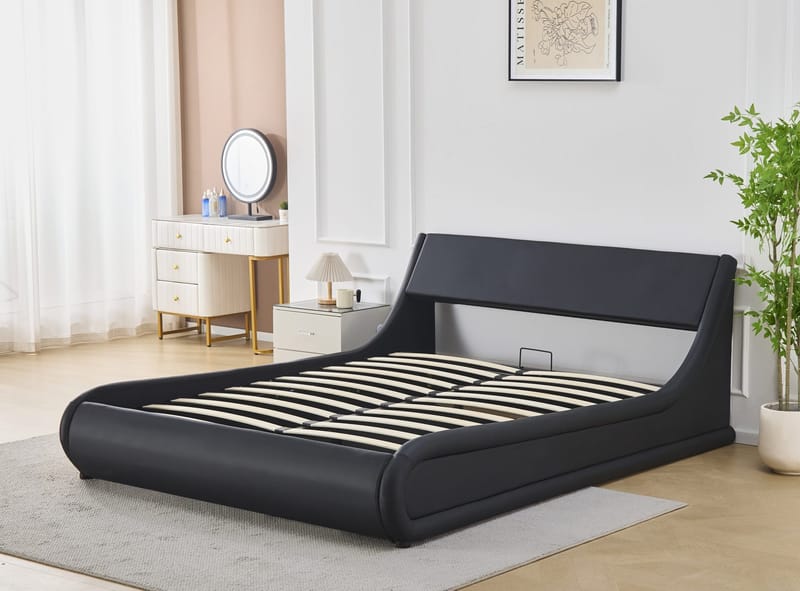 Sängram Prince Konstläder med Förvaring 160x200 cm - Svart - Möbler - Säng - Sängram & sängstomme
