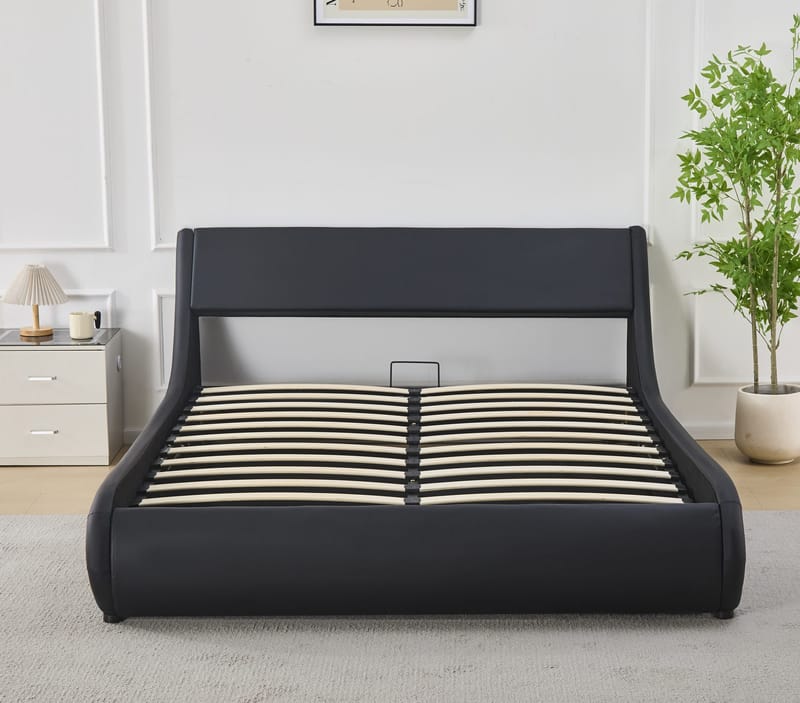 Sängram Prince Konstläder med Förvaring 160x200 cm - Svart - Möbler - Säng - Sängram & sängstomme