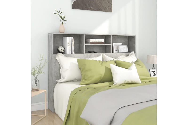 beBasic Sänggavel med förvaring betonggrå 140x19x103,5 cm - Grey - Möbler - Säng - Sängtillbehör & sänggavel - Sänggavlar & huvudgavlar
