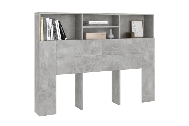 beBasic Sänggavel med förvaring betonggrå 140x19x103,5 cm - Grey - Möbler - Säng - Sängtillbehör & sänggavel - Sänggavlar & huvudgavlar