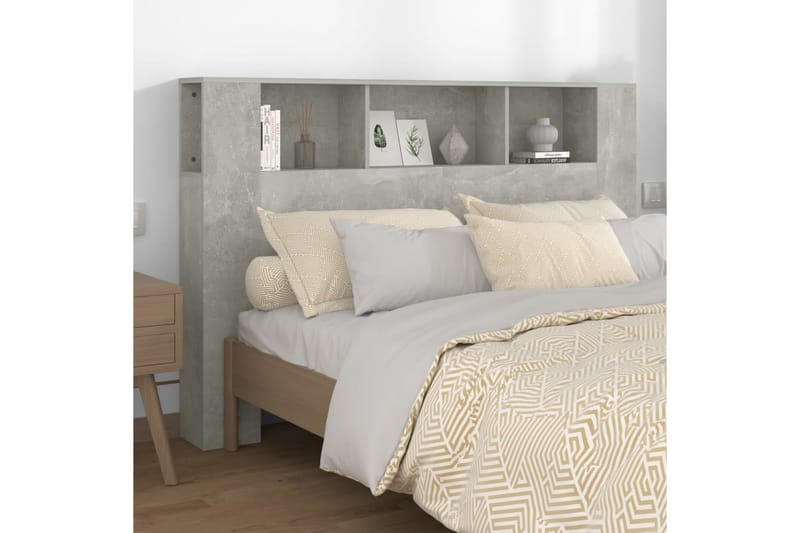 beBasic Sänggavel med förvaring betonggrå 160x18,5x104,5 cm - Grey - Möbler - Säng - Sängtillbehör & sänggavel - Sänggavlar & huvudgavlar