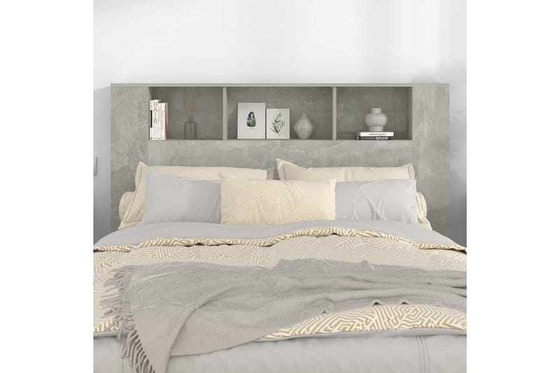 beBasic Sänggavel med förvaring betonggrå 160x18,5x104,5 cm - Grey - Möbler - Säng - Sängtillbehör & sänggavel - Sänggavlar & huvudgavlar