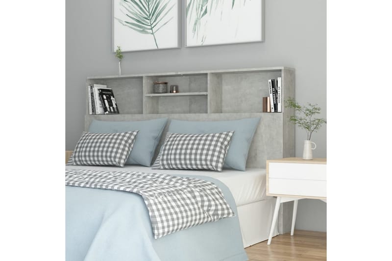 beBasic Sänggavel med förvaring betonggrå 160x19x103,5 cm - Grey - Möbler - Säng - Sängtillbehör & sänggavel - Sänggavlar & huvudgavlar