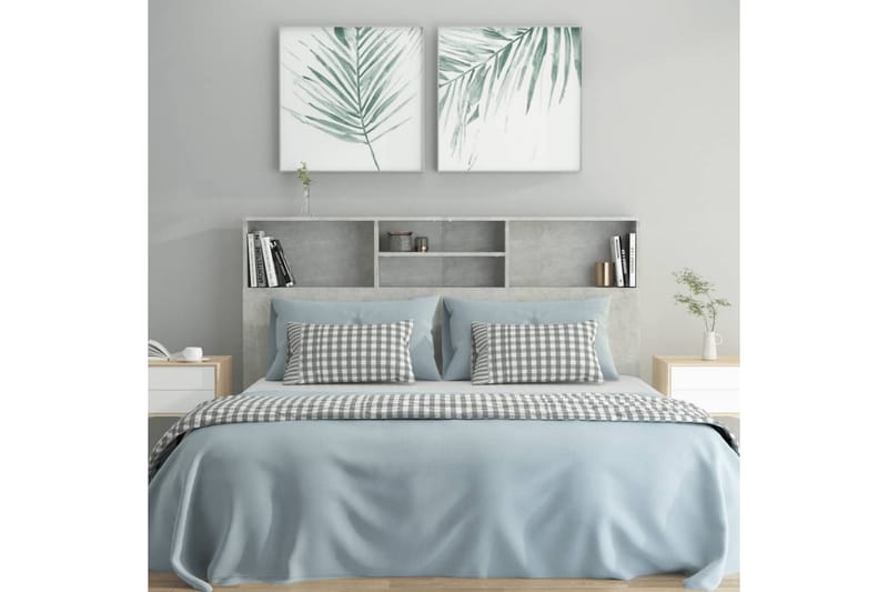 beBasic Sänggavel med förvaring betonggrå 160x19x103,5 cm - Grey - Möbler - Säng - Sängtillbehör & sänggavel - Sänggavlar & huvudgavlar