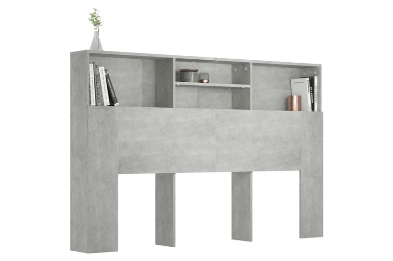 beBasic Sänggavel med förvaring betonggrå 160x19x103,5 cm - Grey - Möbler - Säng - Sängtillbehör & sänggavel - Sänggavlar & huvudgavlar