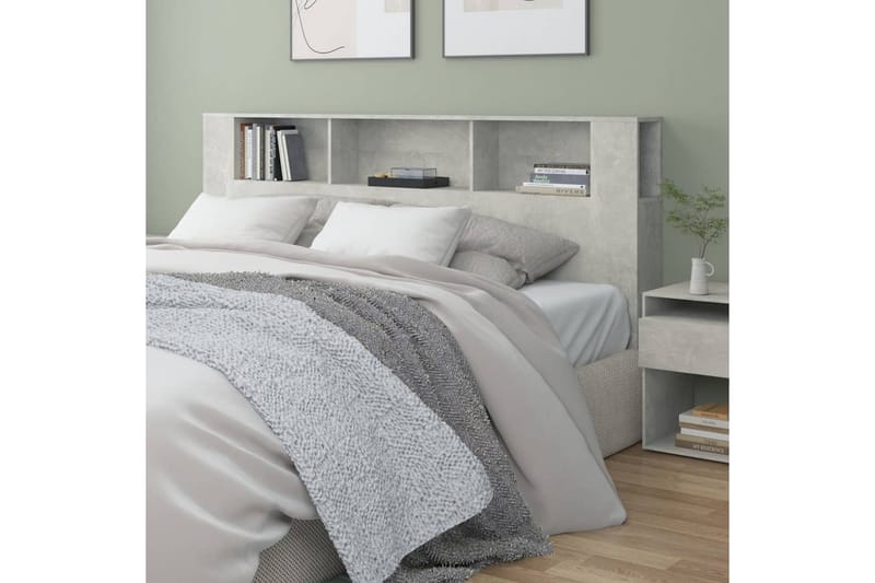 beBasic Sänggavel med förvaring betonggrå 200x18,5x104,5 cm - Grey - Möbler - Säng - Sängtillbehör & sänggavel - Sänggavlar & huvudgavlar