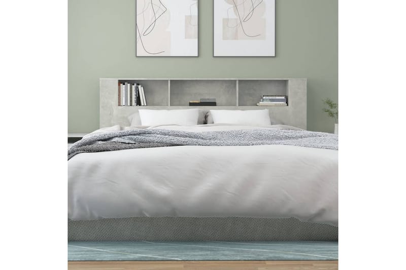 beBasic Sänggavel med förvaring betonggrå 200x18,5x104,5 cm - Grey - Möbler - Säng - Sängtillbehör & sänggavel - Sänggavlar & huvudgavlar