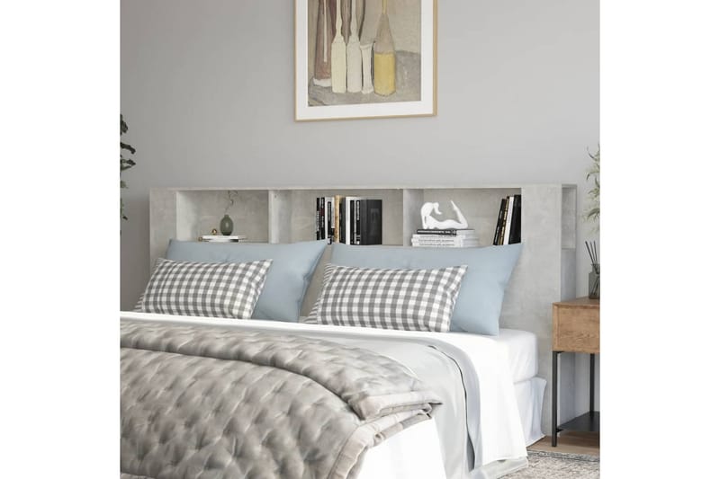 beBasic Sänggavel med förvaring betonggrå 220x18,5x104,5 cm - Grey - Möbler - Säng - Sängtillbehör & sänggavel - Sänggavlar & huvudgavlar
