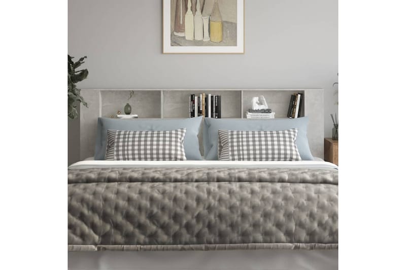 beBasic Sänggavel med förvaring betonggrå 220x18,5x104,5 cm - Grey - Möbler - Säng - Sängtillbehör & sänggavel - Sänggavlar & huvudgavlar