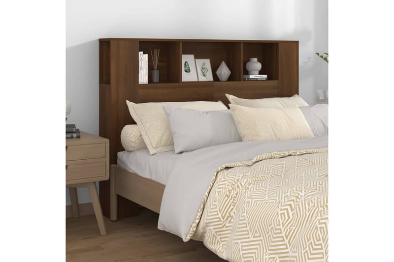 beBasic Sänggavel med förvaring brun ek 140x18,5x104,5 cm - Brown - Möbler - Säng - Sängtillbehör & sänggavel - Sänggavlar & huvudgavlar