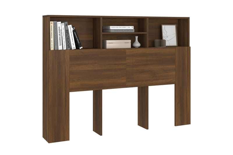 beBasic Sänggavel med förvaring brun ek 140x19x103,5 cm - Brown - Möbler - Säng - Sängtillbehör & sänggavel - Sänggavlar & huvudgavlar