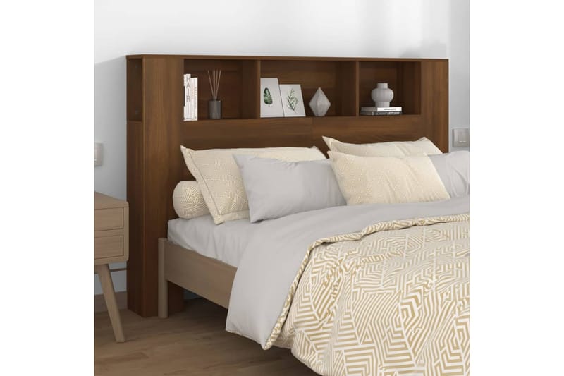 beBasic Sänggavel med förvaring brun ek 160x18,5x104,5 cm - Brown - Möbler - Säng - Sängtillbehör & sänggavel - Sänggavlar & huvudgavlar