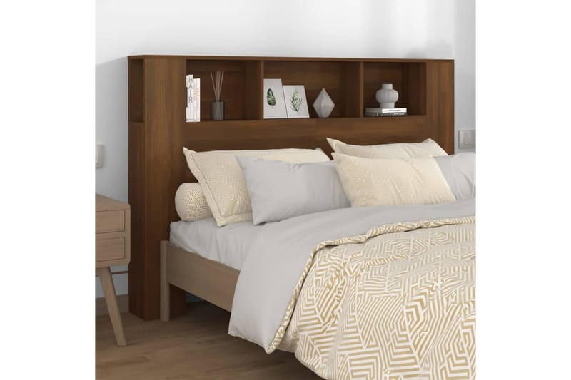 beBasic Sänggavel med förvaring brun ek 160x18,5x104,5 cm - Brown - Sänggavlar & huvudgavlar