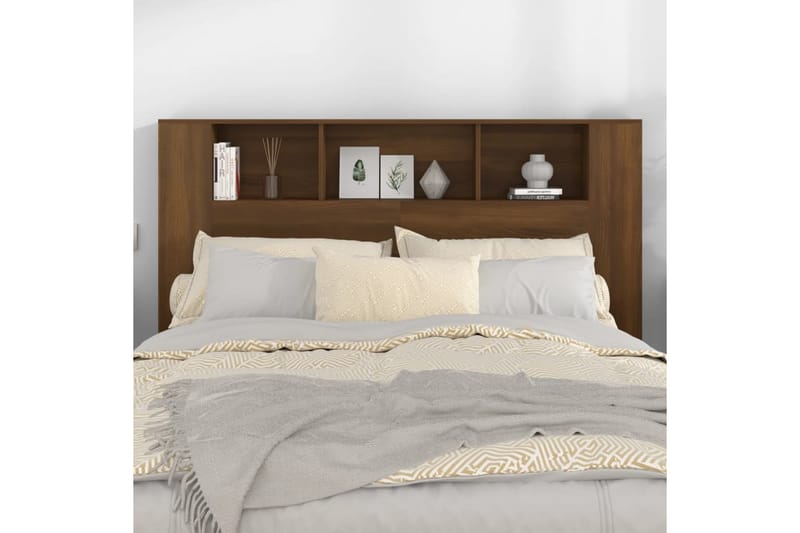 beBasic Sänggavel med förvaring brun ek 160x18,5x104,5 cm - Brown - Möbler - Säng - Sängtillbehör & sänggavel - Sänggavlar & huvudgavlar