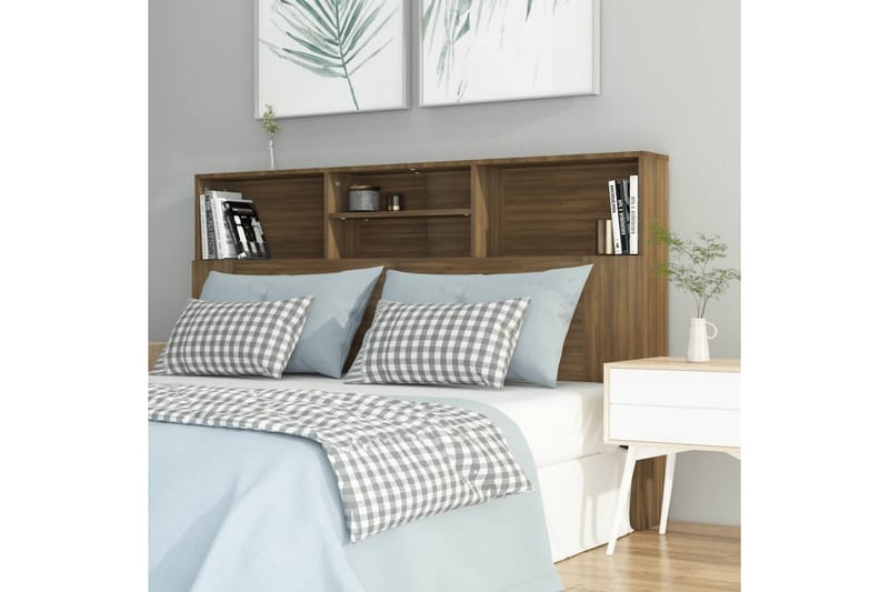 beBasic Sänggavel med förvaring brun ek 160x19x103,5 cm - Brown - Möbler - Säng - Sängtillbehör & sänggavel - Sänggavlar & huvudgavlar