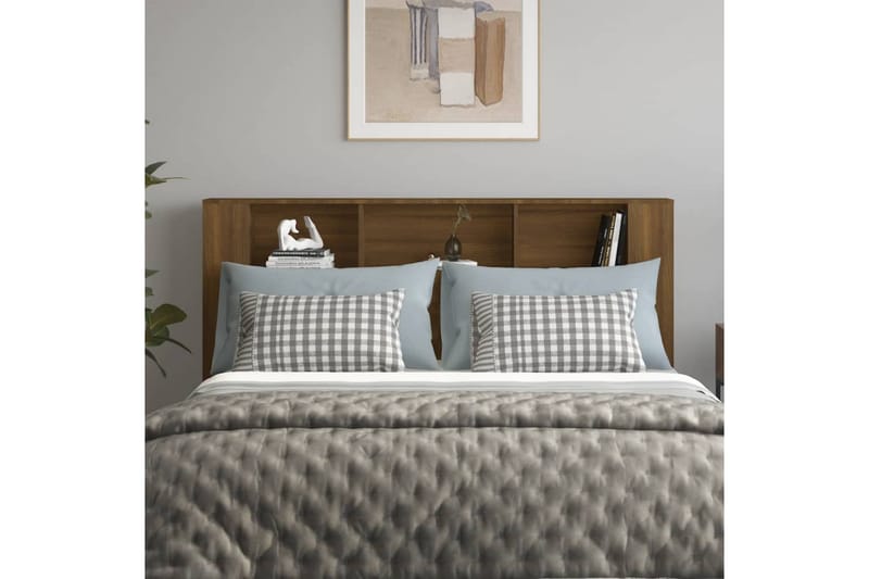 beBasic Sänggavel med förvaring brun ek 180x18,5x104,5 cm - Brown - Möbler - Säng - Sängtillbehör & sänggavel - Sänggavlar & huvudgavlar