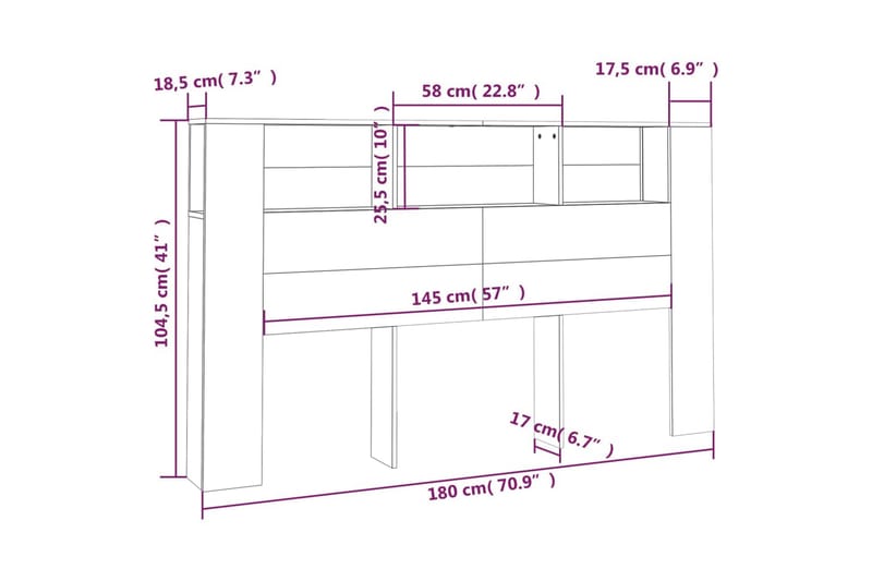 beBasic Sänggavel med förvaring brun ek 180x18,5x104,5 cm - Brown - Sänggavlar & huvudgavlar
