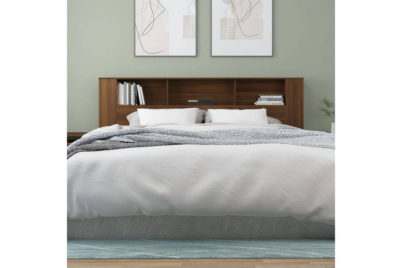beBasic Sänggavel med förvaring brun ek 200x18,5x104,5 cm - Brown - Möbler - Säng - Sängtillbehör & sänggavel - Sänggavlar & huvudgavlar