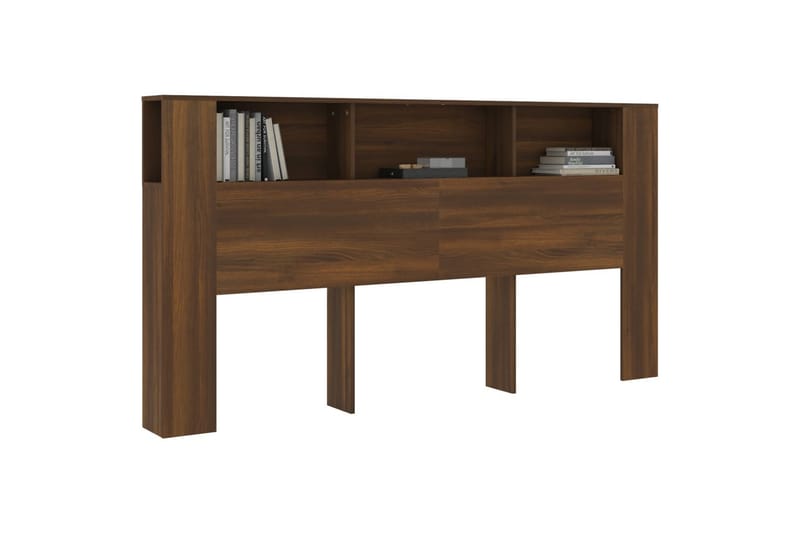 beBasic Sänggavel med förvaring brun ek 200x18,5x104,5 cm - Brown - Möbler - Säng - Sängtillbehör & sänggavel - Sänggavlar & huvudgavlar